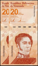 Load image into Gallery viewer, 2 X 2021 Venezuela 20 Bolivares Banknote UNC (Uncirculated) P117
