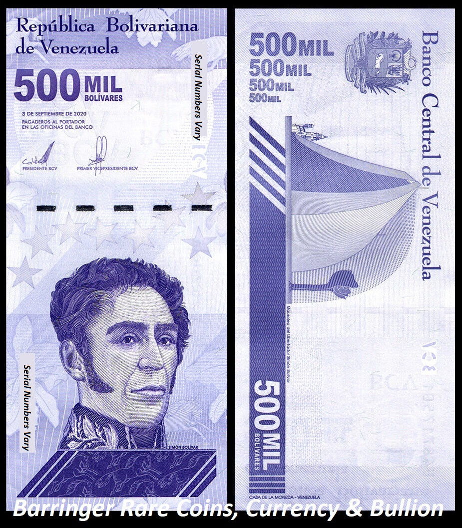 20 X 2020 Venezuela 500 Mil Bolivares Banknote UNC (Uncirculated)