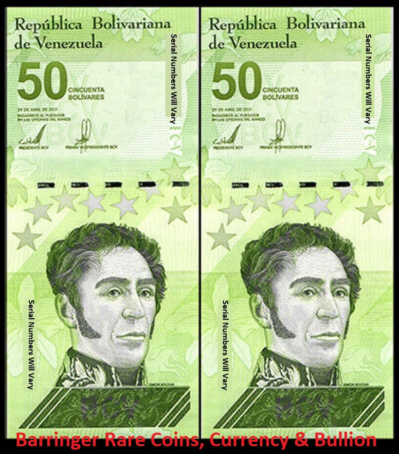 Venezuela 2021 50 Million Soberano 50 Bolivares Digitales UNC P118 Per 2 Notes