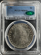 Load image into Gallery viewer, 1891-P Morgan Silver Dollar PCGS MS64+  CAC  -  Blast White Surfaces
