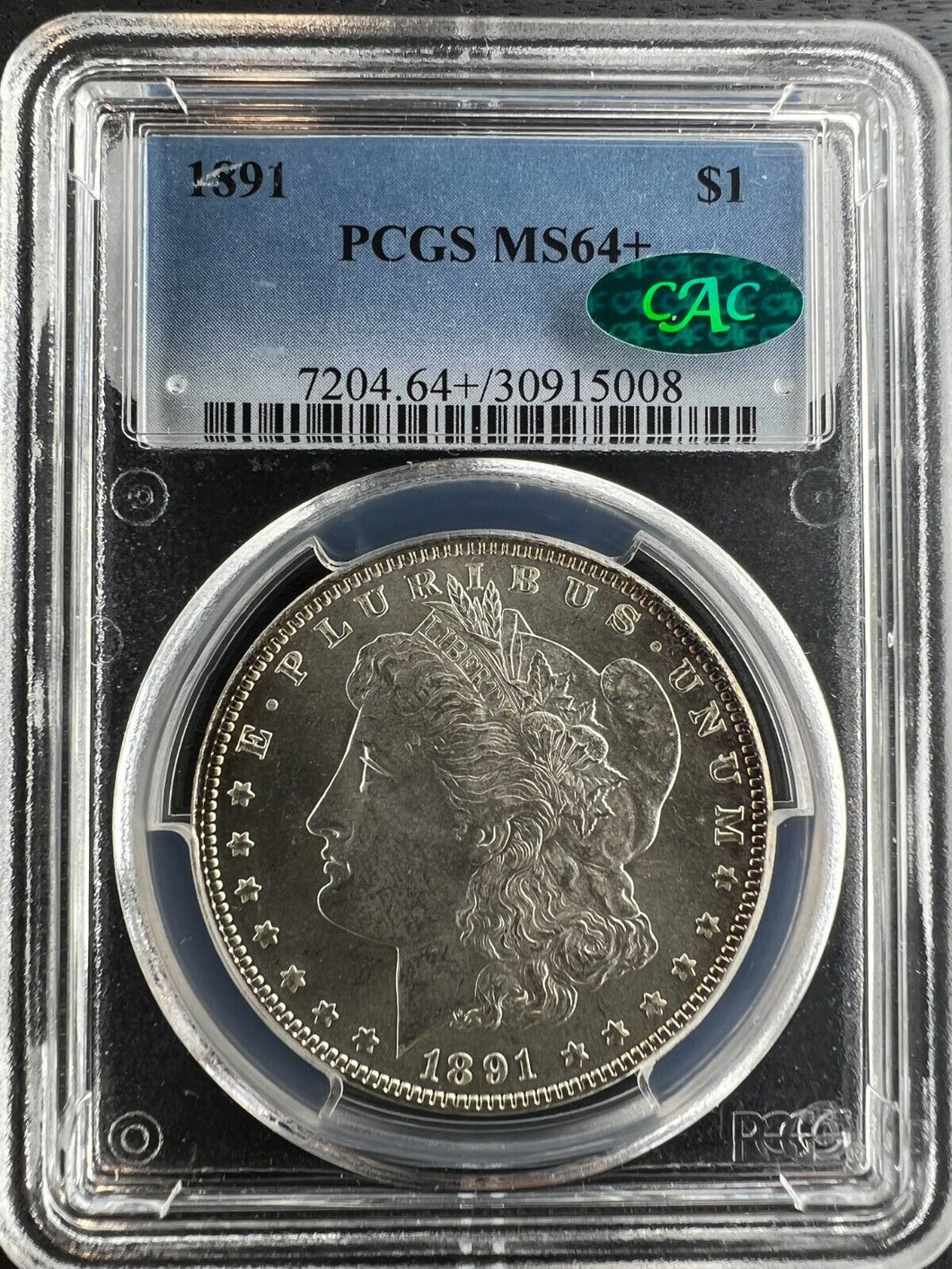 1891-P Morgan Silver Dollar PCGS MS64+  CAC  -  Blast White Surfaces