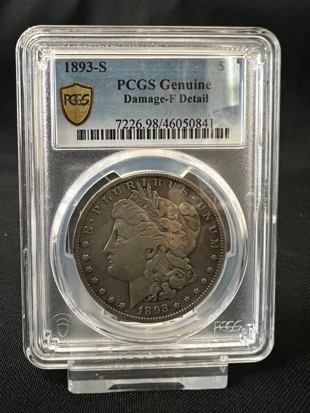 1893-S Morgan Silver Dollar PCGS Genuine Fine details (Reverse Rim Bump 