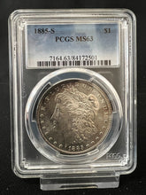Load image into Gallery viewer, 1885-S $1 Morgan Silver Dollar PCGS MS63 - Well struck w/ slight edge toning
