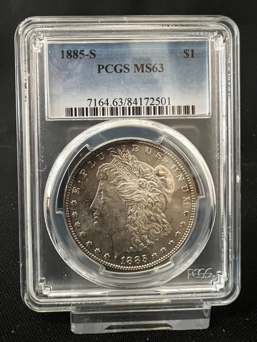 1885-S $1 Morgan Silver Dollar PCGS MS63 - Well struck w/ slight edge toning