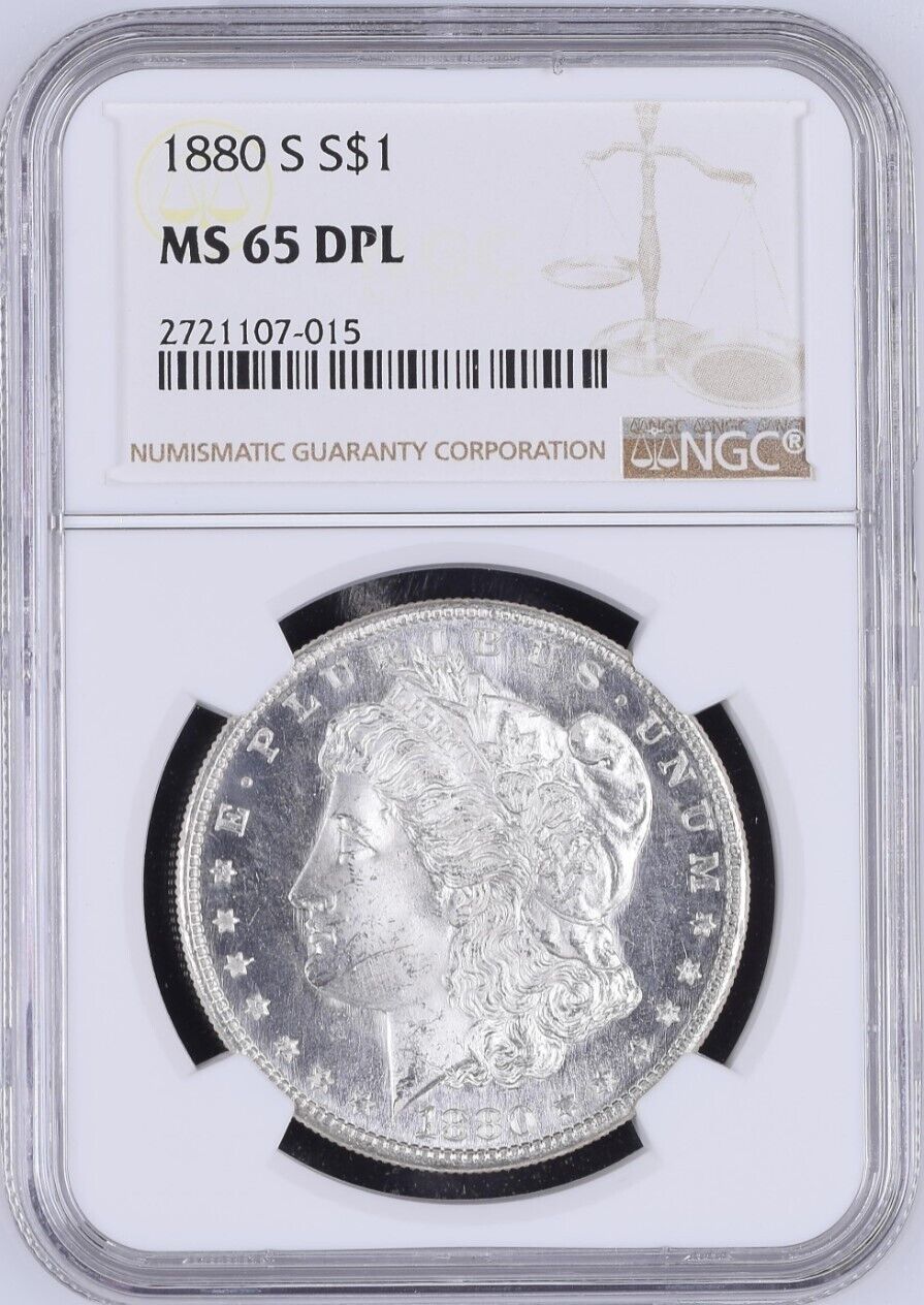 1880-S $1 Morgan Dollar NGC MS65 DPL (DMPL) -- Blast White, Frosty Deep Mirrors