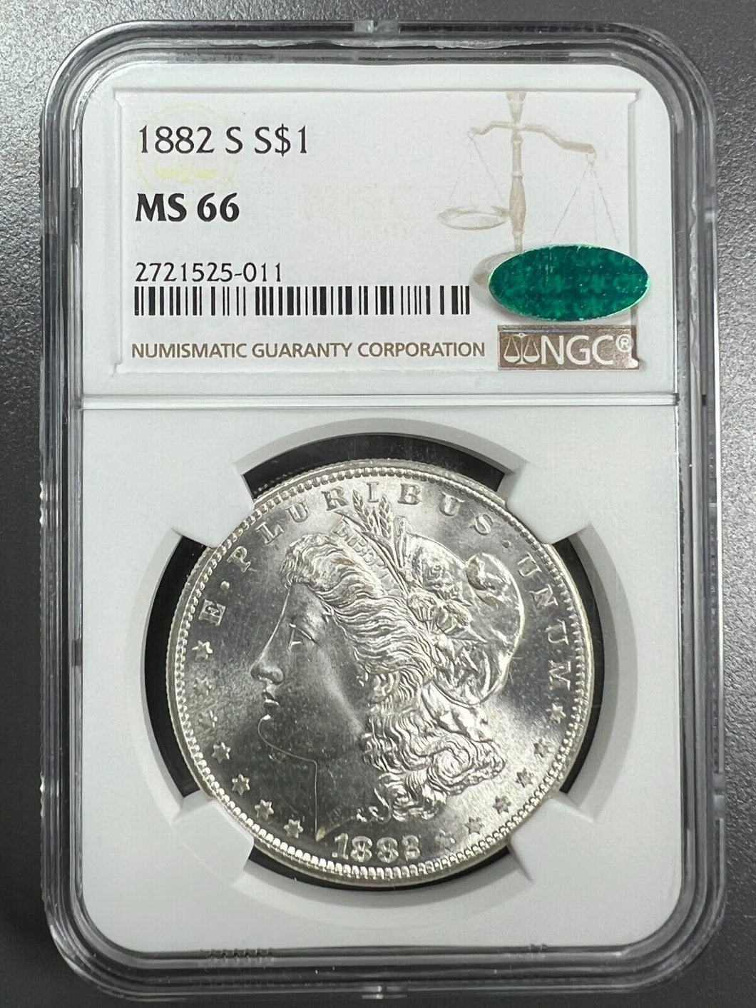 1882-S Morgan Silver Dollar NGC MS66  (CAC)  -  -  A Wonder Coin