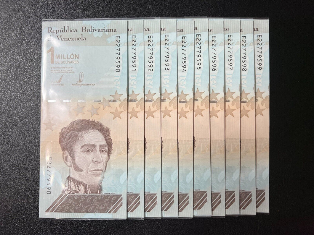 Venezuela, 1 Million 1,000,000 (1000000) Bolivares Soberanos 2020 UNC 10 Notes