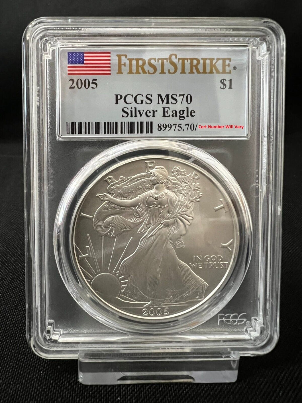 2005 1oz Silver Eagle  PCGS MS70 First Strike -- These are scarce in 1st Strike!