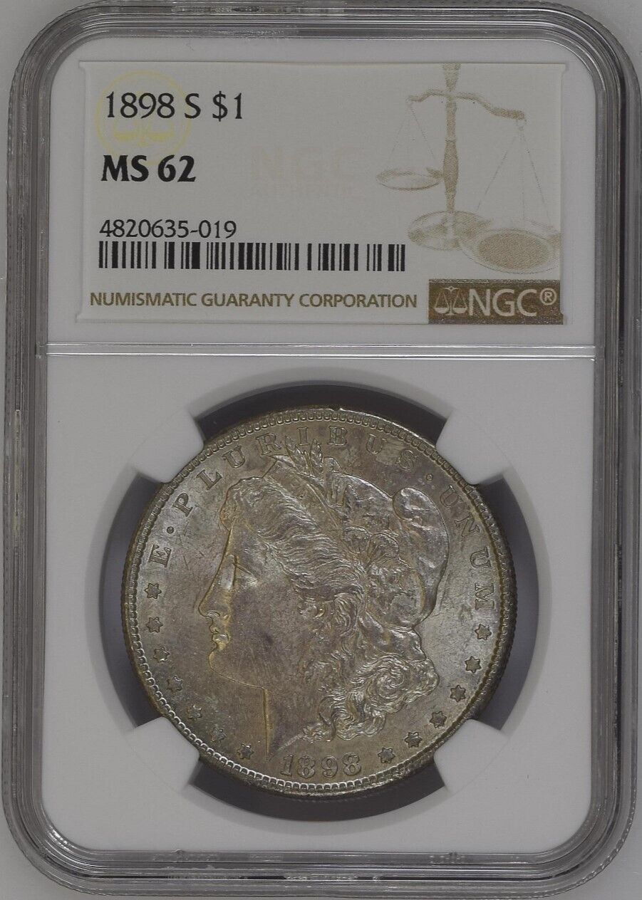 1898-S $1 Morgan Silver Dollar NGC MS62  -- Light Overall Even Toning Attractive