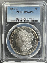 Load image into Gallery viewer, 1885-S Morgan Silver Dollar PCGS MS64 PL  -  -  Frosty Blast White Prooflike
