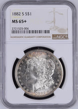 Load image into Gallery viewer, 1882-S Morgan Silver Dollar NGC MS65+ Frosty, Blast White w/ Peripheral Toning
