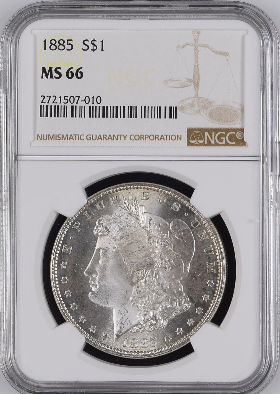 1885-P Morgan Silver Dollar NGC MS66  -  -  A Blast White & Frosty Gem