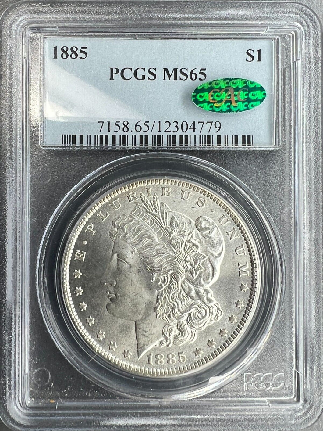 1885-P Morgan Silver Dollar PCGS MS65 (CAC) - Frosty and Blast White