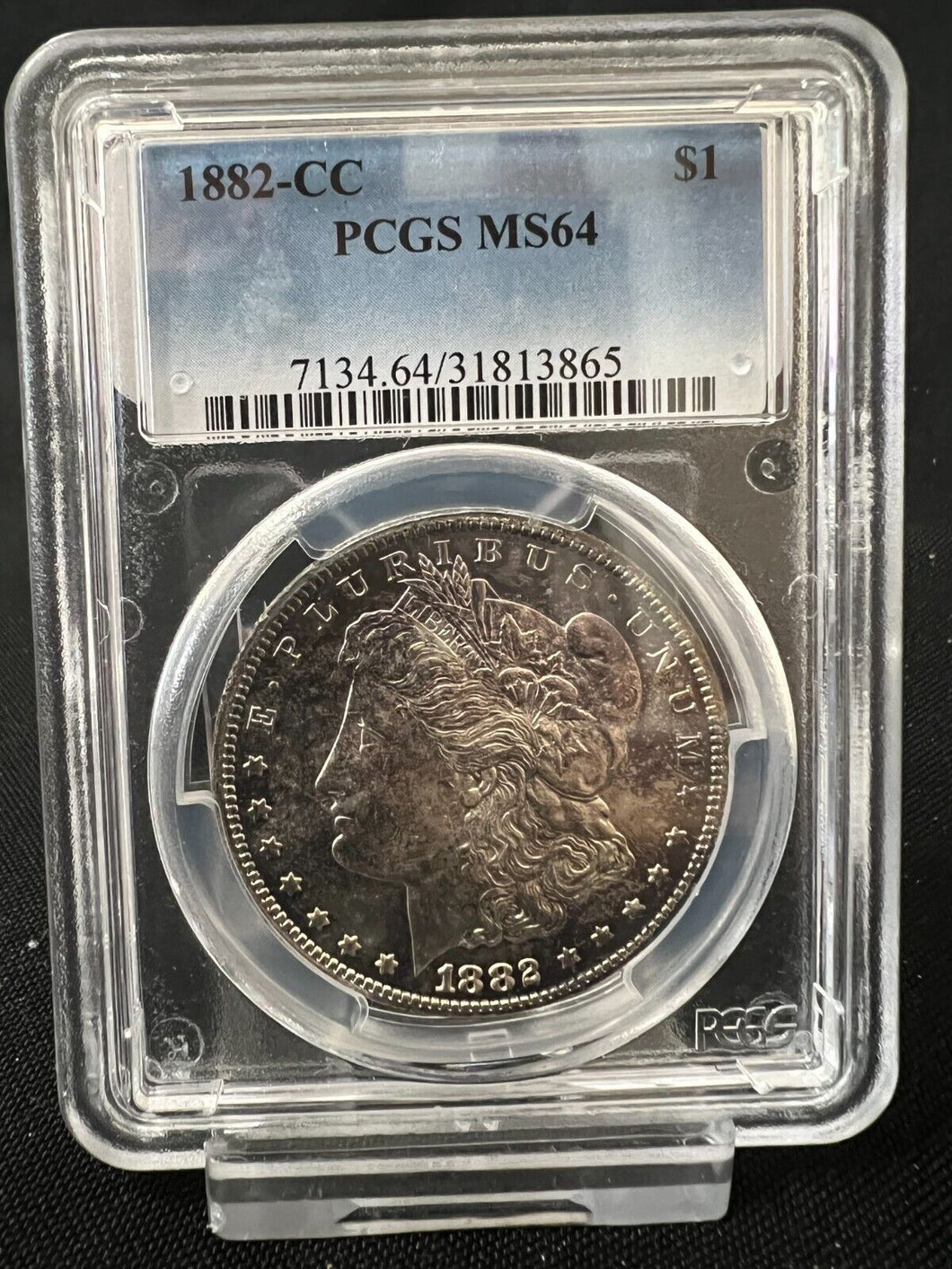 1882-CC $1 Morgan Silver Dollar PCGS MS64  Well Struck, Frosty and Light Toning