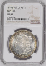 Load image into Gallery viewer, 1879-S Reverse 1878 $1 Morgan Silver Dollar NGC MS63 - Golden Peripheral Toning
