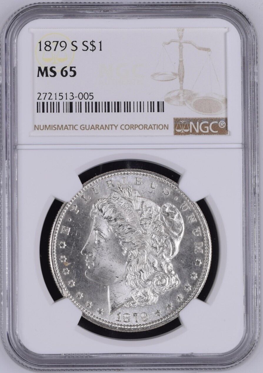 1879-S $1 Morgan Dollar  -- NGC MS65 Frosty Gem with Semi PL surfaces