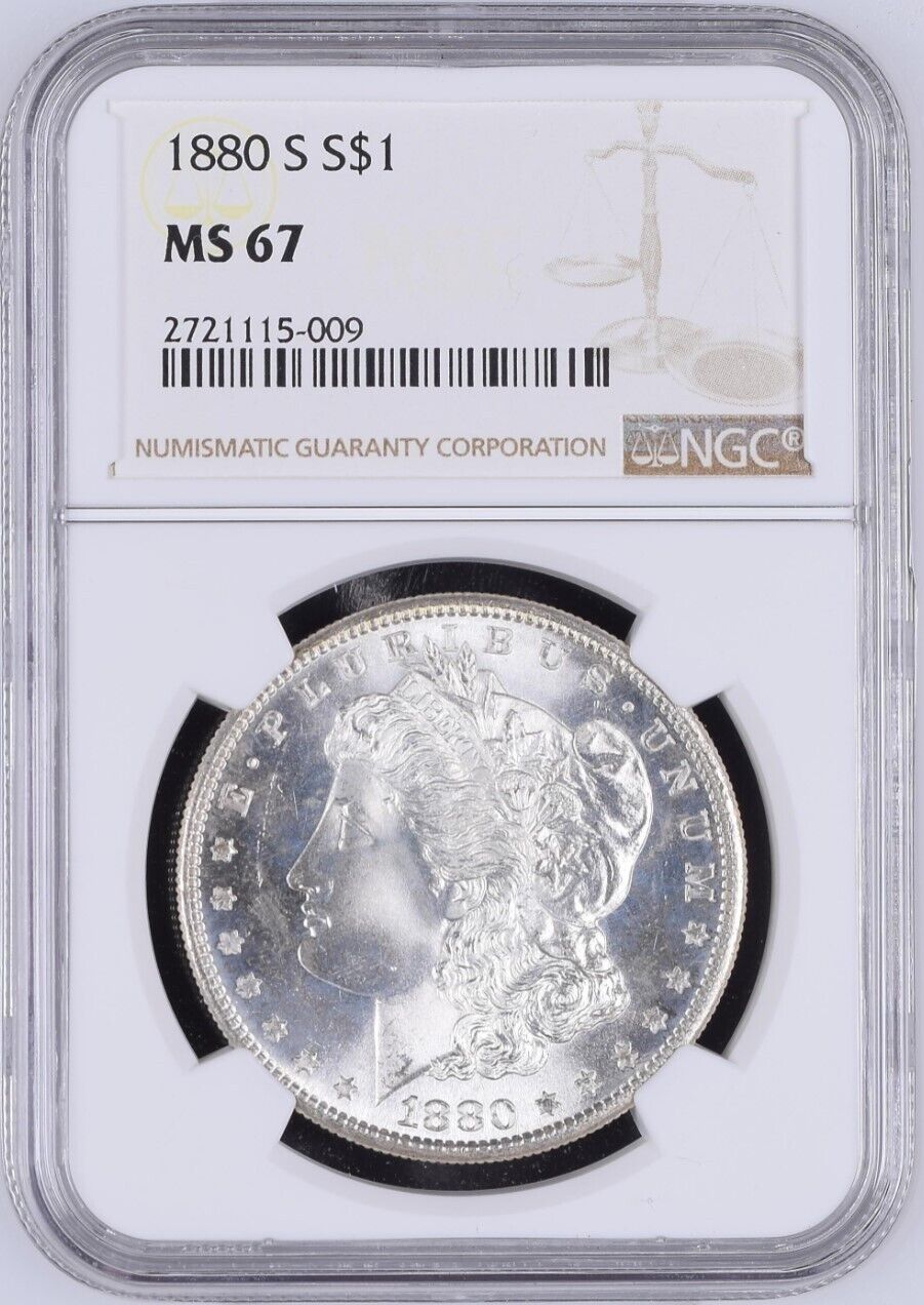 1880-S $1 Morgan Dollar NGC MS67 Full Strike Blast White & Frosty Devices