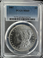 Load image into Gallery viewer, 1887-P Morgan Silver Dollar PCGS MS65  -  -  Well Struck Blast White Satin Gem
