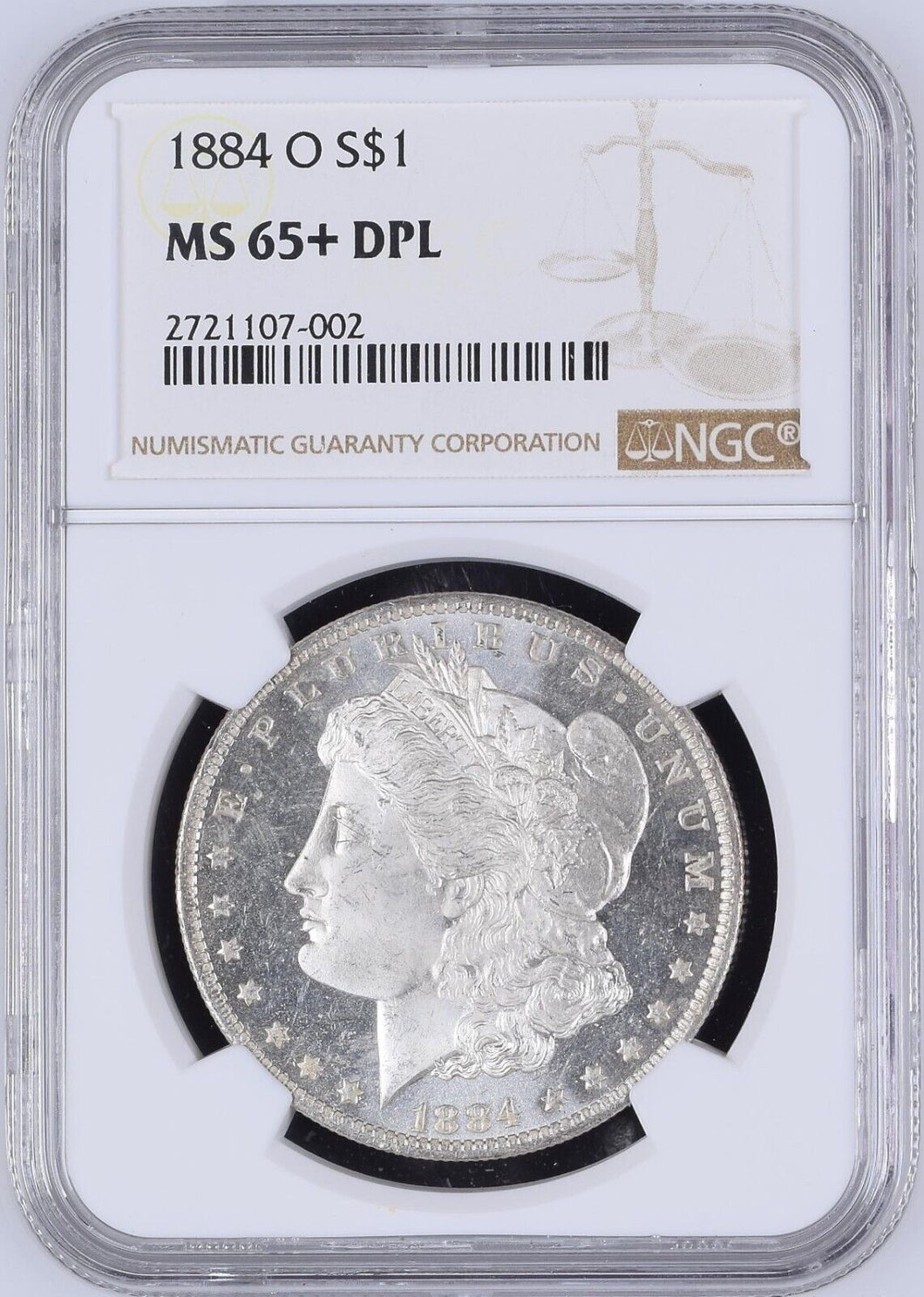 1884-O Morgan Silver Dollar NGC MS65+ DPL (DMPL) - Black & White Deep Mirror