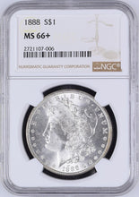 Load image into Gallery viewer, 1888-P Morgan Silver Dollar NGC MS66+  -  -  Beautiful Lustrous &amp; Frosty Coin
