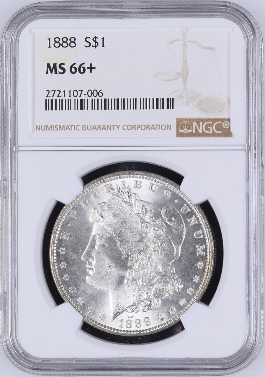 1888-P Morgan Silver Dollar NGC MS66+  -  -  Beautiful Lustrous & Frosty Coin