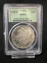Load image into Gallery viewer, 1878-S $1 Morgan Silver Dollar PCGS MS64 -- Blast White - Old Green Holder
