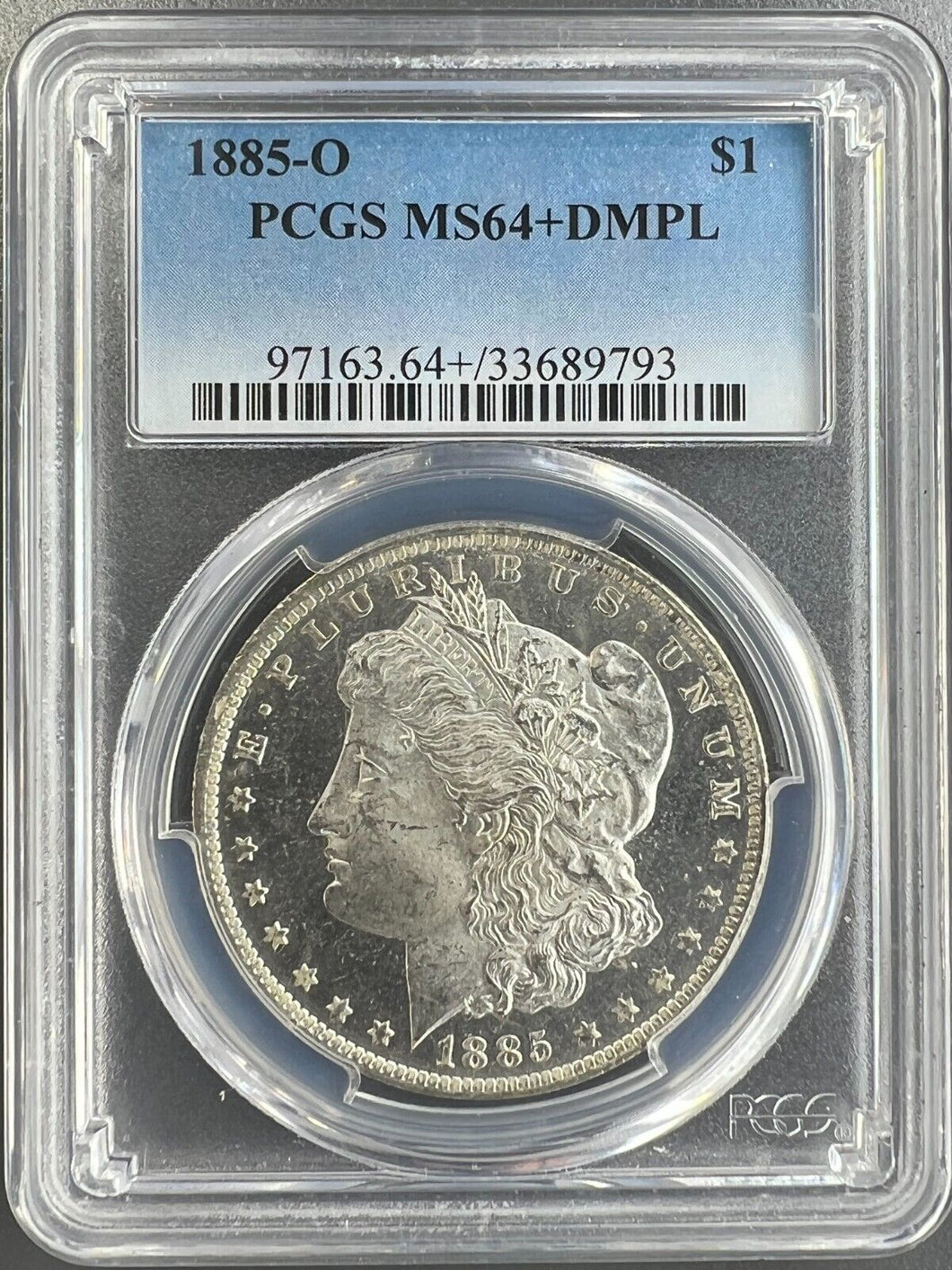 1885-O Morgan Silver Dollar PCGS MS64+ DMPL (DPL) - - Blast White Cameo