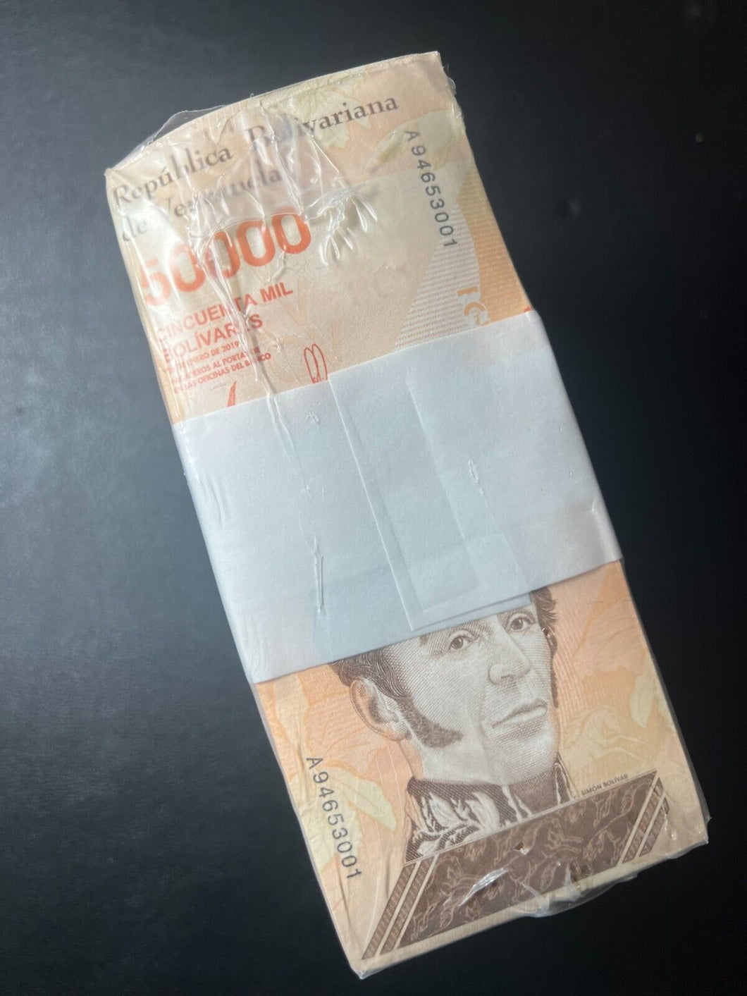 Venezuela 50,000 (50000) Bolivar Soberano, 2019 UNC 1000 Note Brick