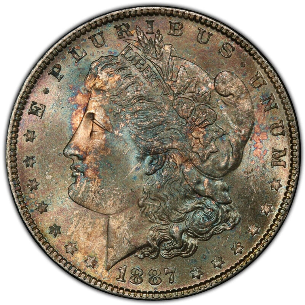 1887-P Morgan Silver Dollar PCGS MS66 - Well Struck Green Near Monochromatic Gem