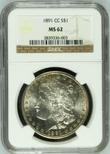 Load image into Gallery viewer, 1891-CC $1 Morgan Silver Dollar NGC MS2 - Frosty w/ Light Peripheral Toning
