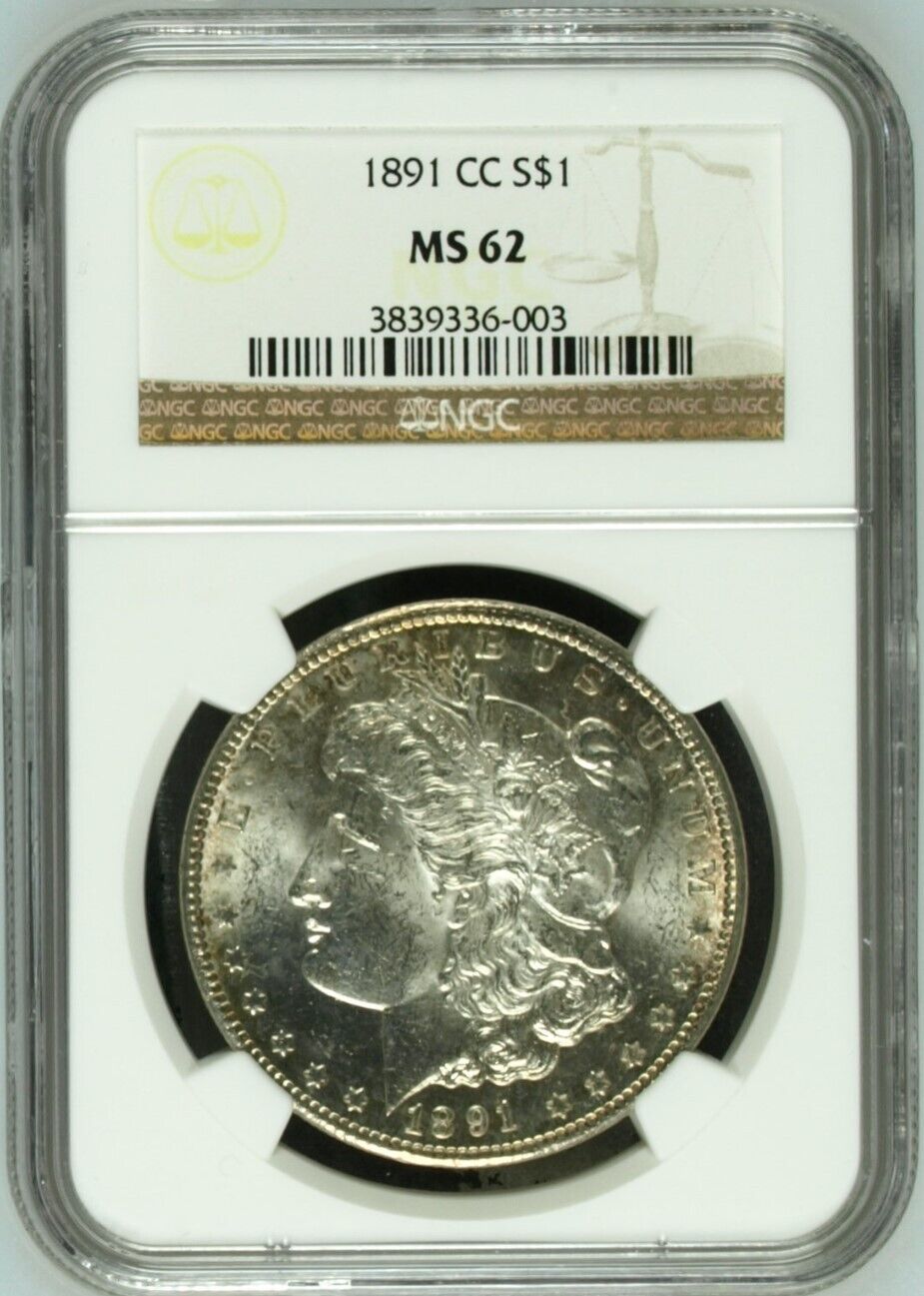1891-CC $1 Morgan Silver Dollar NGC MS2 - Frosty w/ Light Peripheral Toning