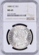 Load image into Gallery viewer, 1880-CC $1 Morgan Silver Dollar NGC MS65 - Frosty Blast White Beauty
