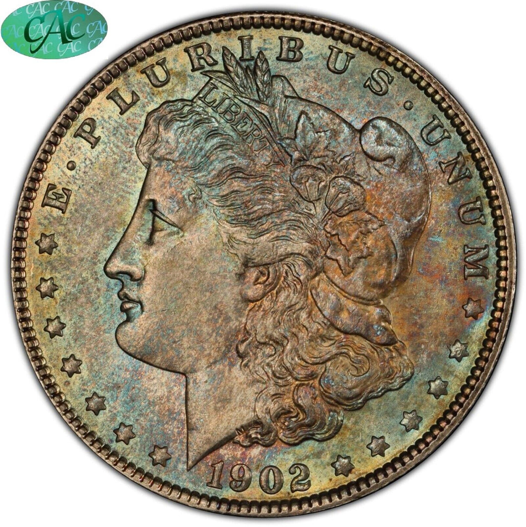 1902-P Morgan Silver Dollar PCGS MS66 (CAC)  - -  Toned - It's A Greenie!