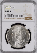 Load image into Gallery viewer, 1881-S Morgan Silver Dollar NGC MS66  -  -  Frosty and Blast White

