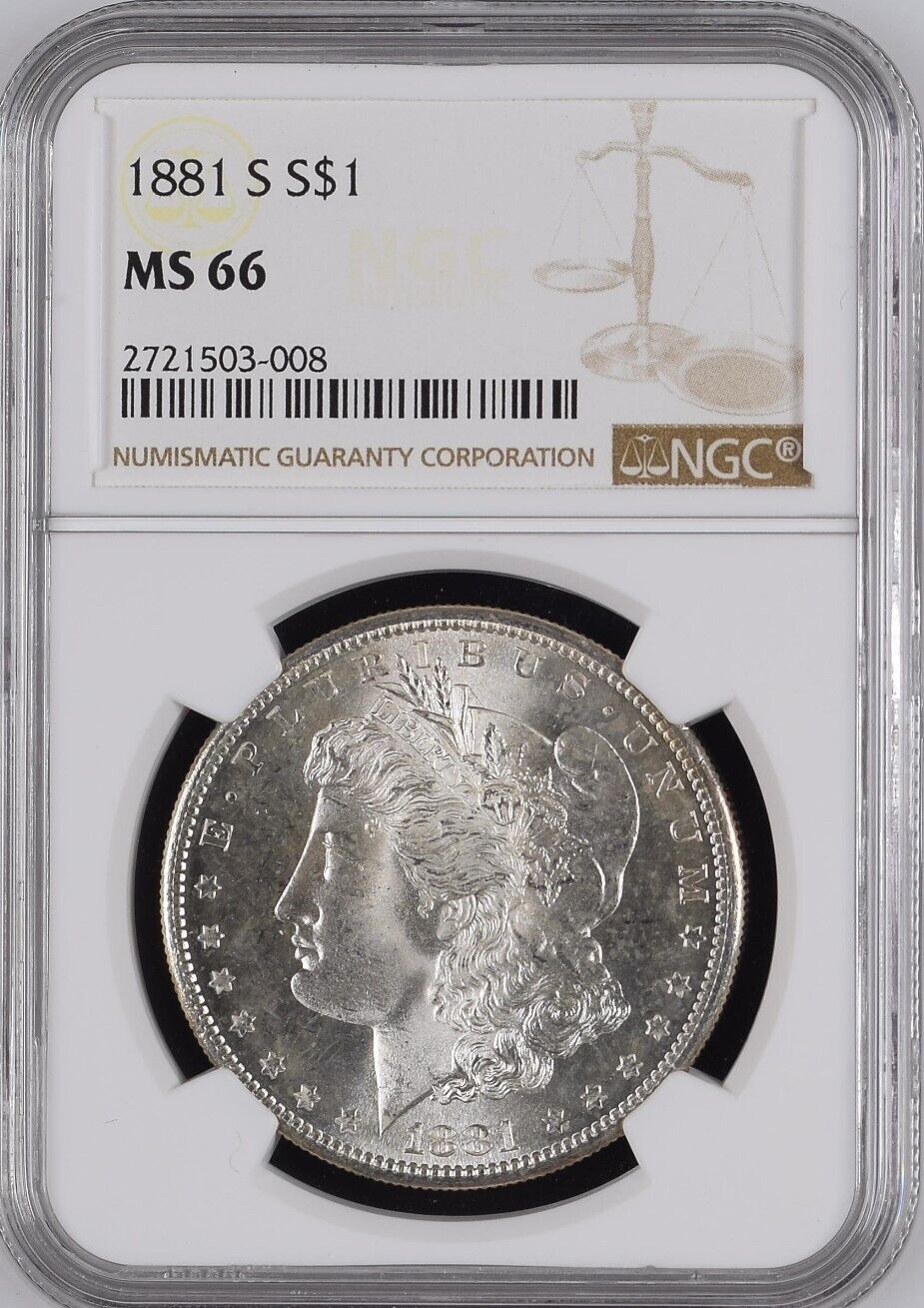 1881-S Morgan Silver Dollar NGC MS66  -  -  Frosty and Blast White