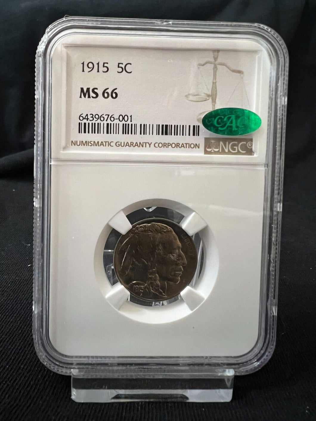 1915 5¢ Buffalo Nickel NGC MS66 (CAC) Very Sharp Coin!