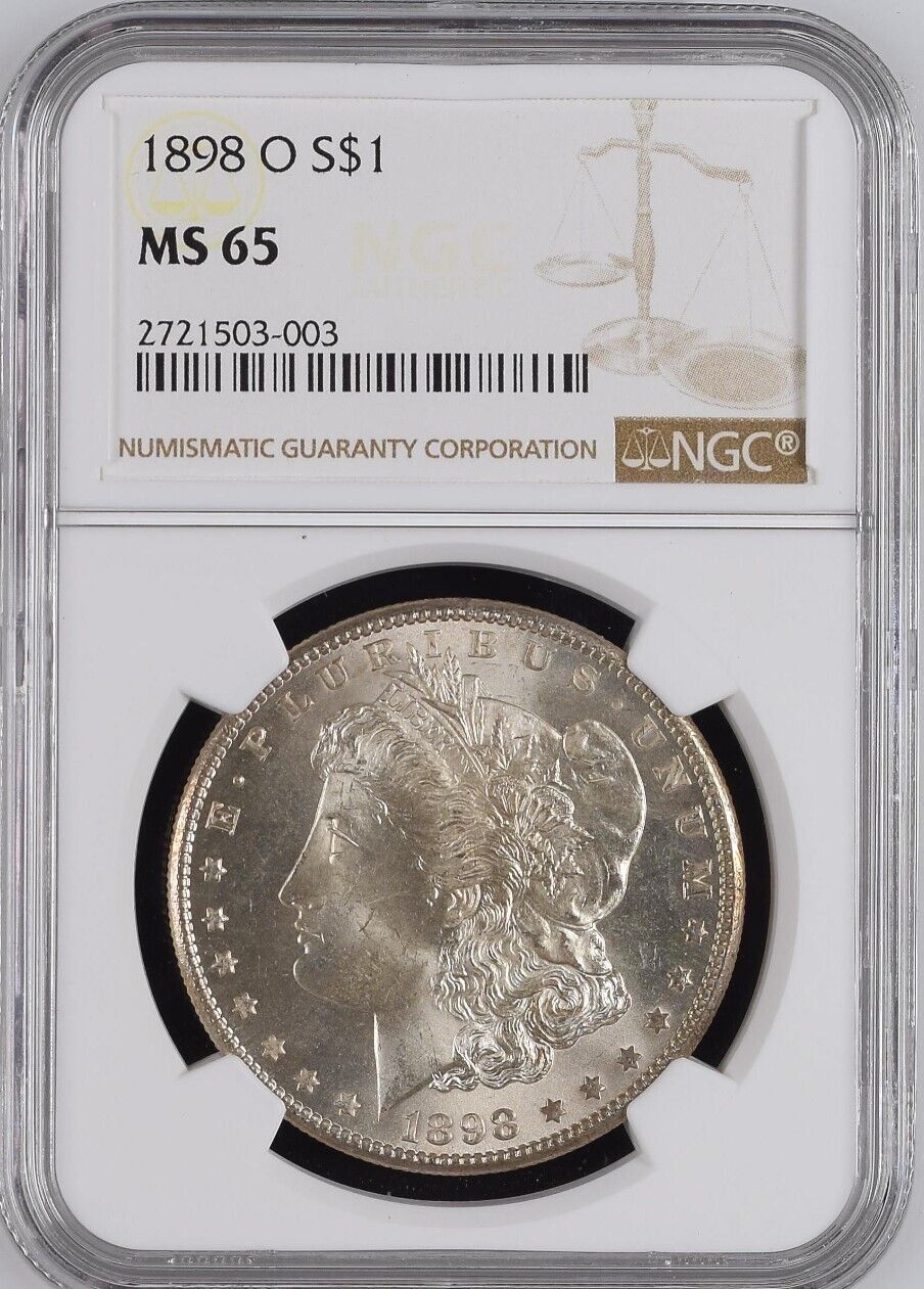 1898-O Morgan Silver Dollar NGC MS65 - Blast White Coin w/ Some Reverse Toning