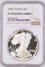 Load image into Gallery viewer, 1986-S Silver Eagle Proof -- NGC PF70 Ultra Cameo Gem - No Spots
