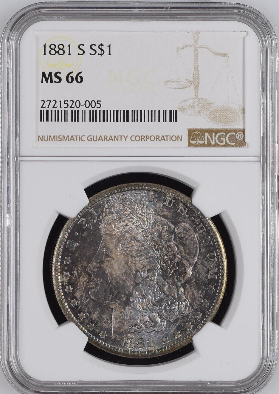 1881-S Morgan Silver Dollar NGC MS66  - -  It's a Blueberry and Magenta Gem