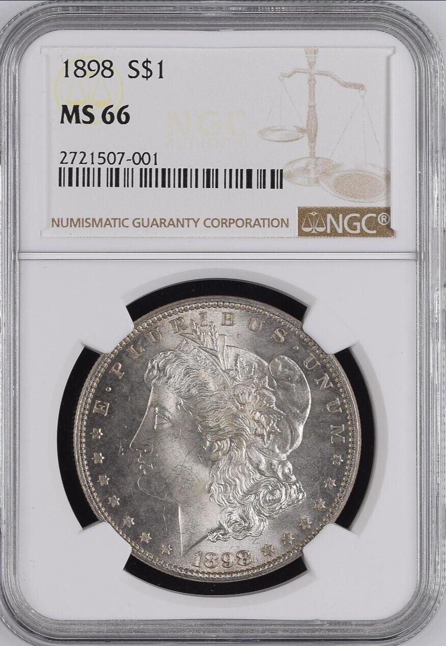 1898-P Morgan Silver Dollar NGC MS66 - - Beautiful Lustrous Coin