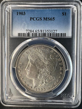 Load image into Gallery viewer, 1903-P Morgan Silver Dollar PCGS MS65  -  -  White &amp; Lightly Golden Toned
