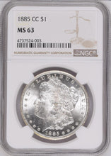 Load image into Gallery viewer, 1885-CC $1 Morgan Silver Dollar NGC MS63 - Blast White &amp; Frosty Devices
