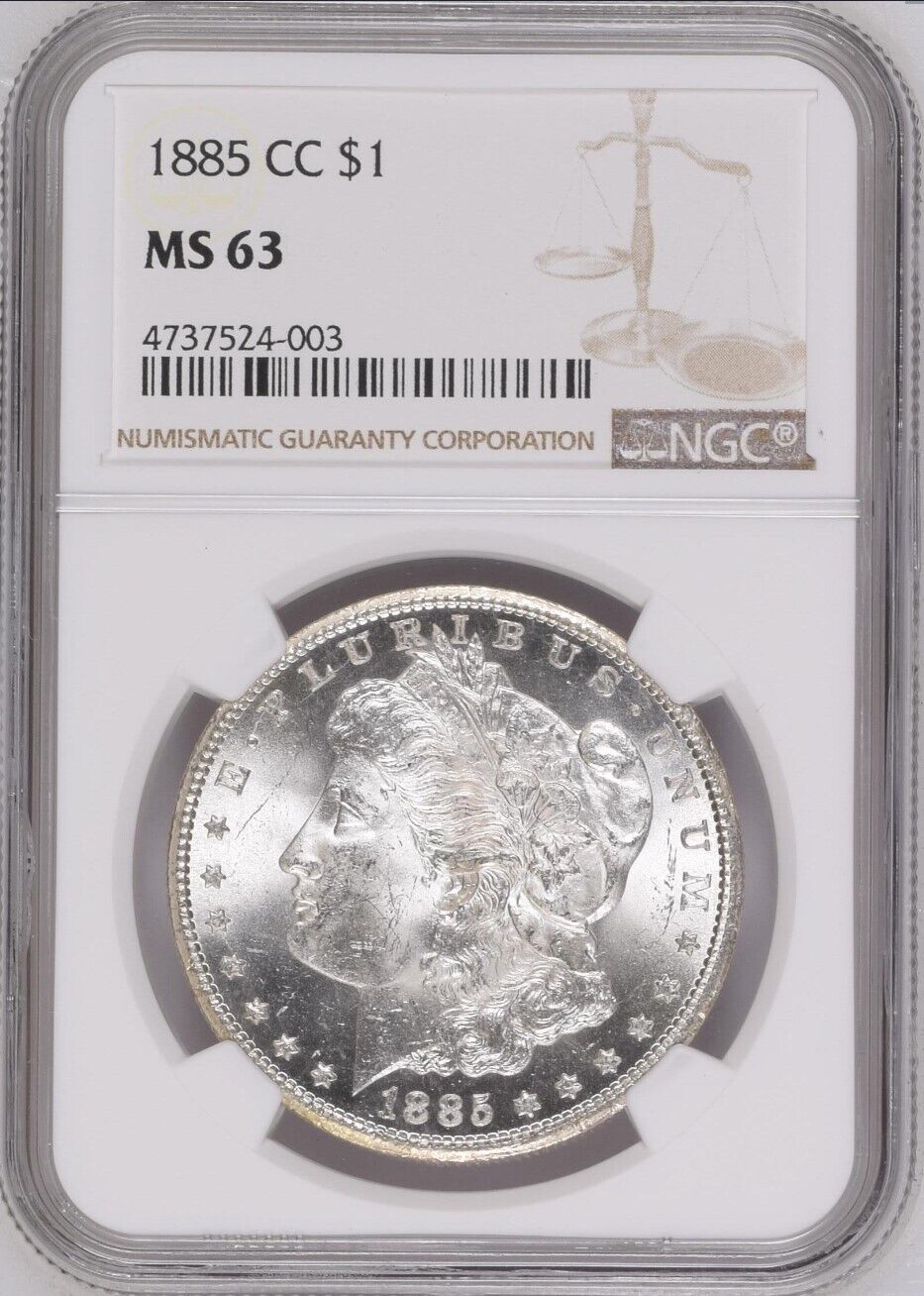 1885-CC $1 Morgan Silver Dollar NGC MS63 - Blast White & Frosty Devices