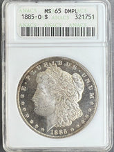 Load image into Gallery viewer, 1885-O Morgan Silver Dollar ANACS MS65 DMPL (DPL) - - Blast White Cameo
