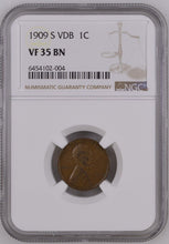 Load image into Gallery viewer, 1909-S VDB 1¢ Lincoln Penny  -- NGC VF35 BN
