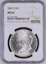 Load image into Gallery viewer, 1881-S Morgan Silver Dollar NGC MS66  - -  Frosty Blast White Gem
