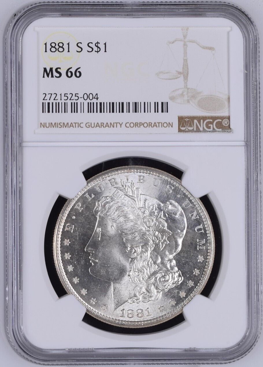 1881-S Morgan Silver Dollar NGC MS66  - -  Frosty Blast White Gem