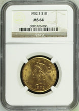 Load image into Gallery viewer, 1902-S $10 Gold Liberty -- NGC MS64 - Nice PQ Coin
