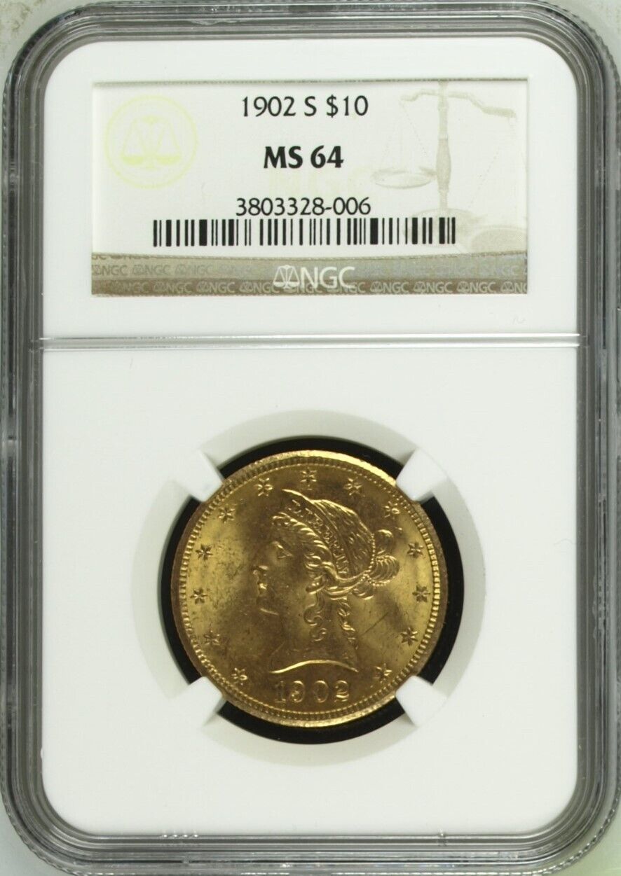 1902-S $10 Gold Liberty -- NGC MS64 - Nice PQ Coin