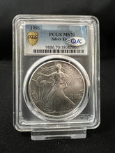 Load image into Gallery viewer, 1995 1oz Silver Eagle PCGS MS70 QA  -  Rare In Preferred PCGS Slab &amp; QA!
